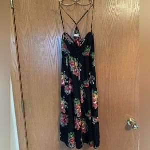 Black, floral summer dress
